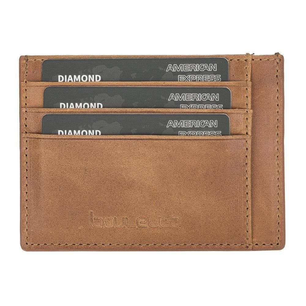 Bouletta Handmade and Personalized Minimaalist Geniuine Leather Card Holder - BLWL18 Tan